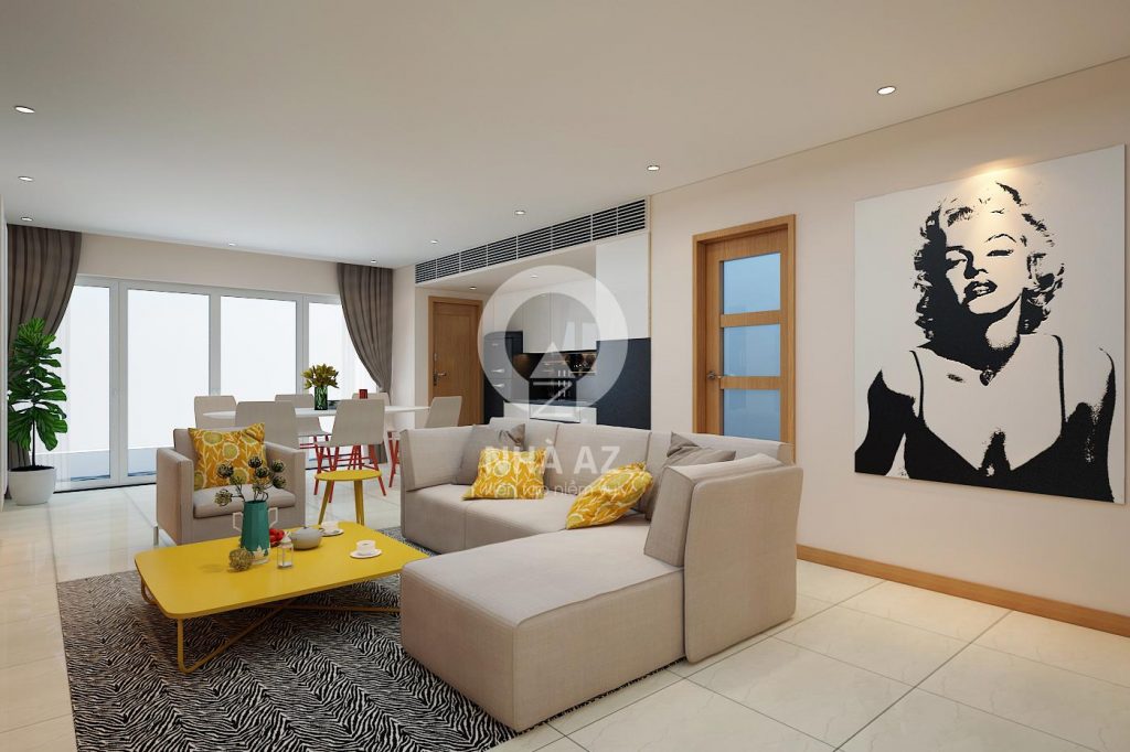 Phong cách thiết kế hiện đại sử dụng các gam màu nổi để tạo điểm nhấn