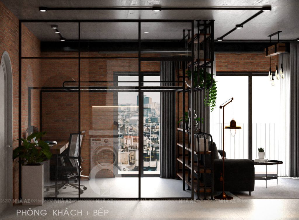 Phong cách thiết kế hiện đại sử dụng các vật liệu mang tính công nghiệp như bê tông, kính, thép không ri, ...